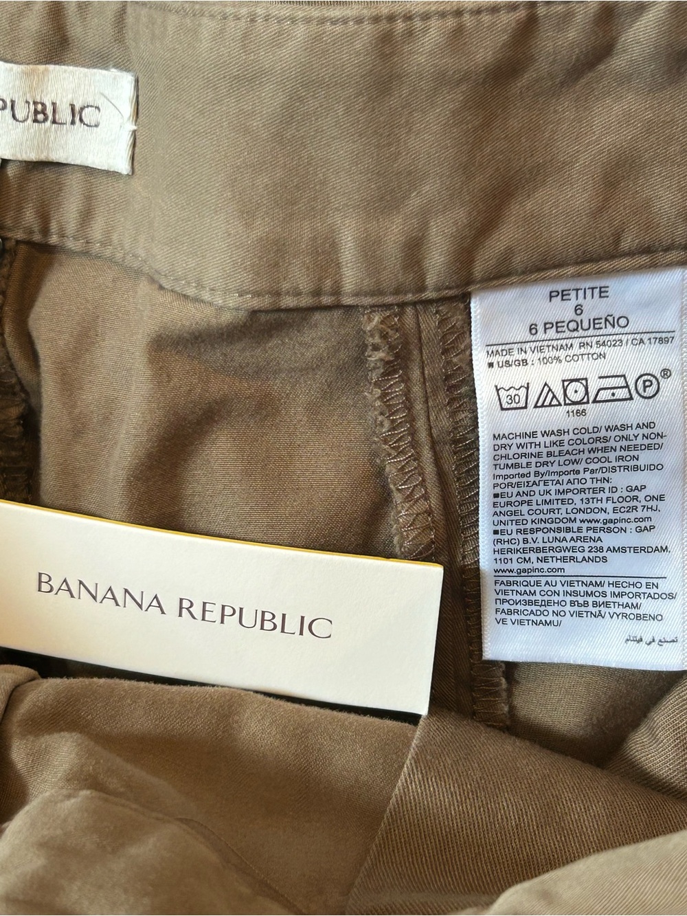 Banana Republic NWT Wrap Panel Wide Leg Pants Petite 6 Belted Khaki - Picture 7 of 9